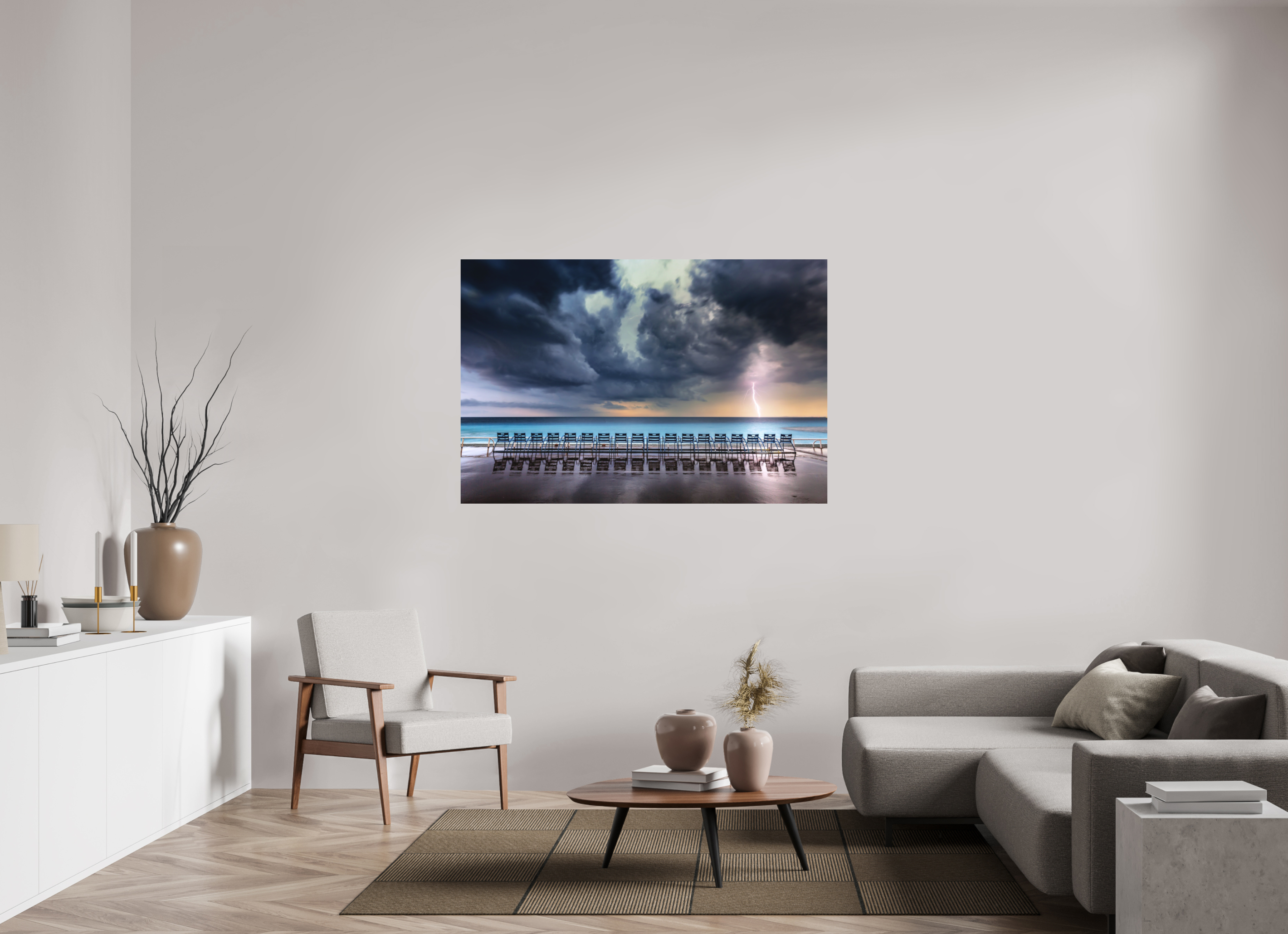 150 x 100 cm, Hahnemühle Photo Rag Bright White Orage en mer