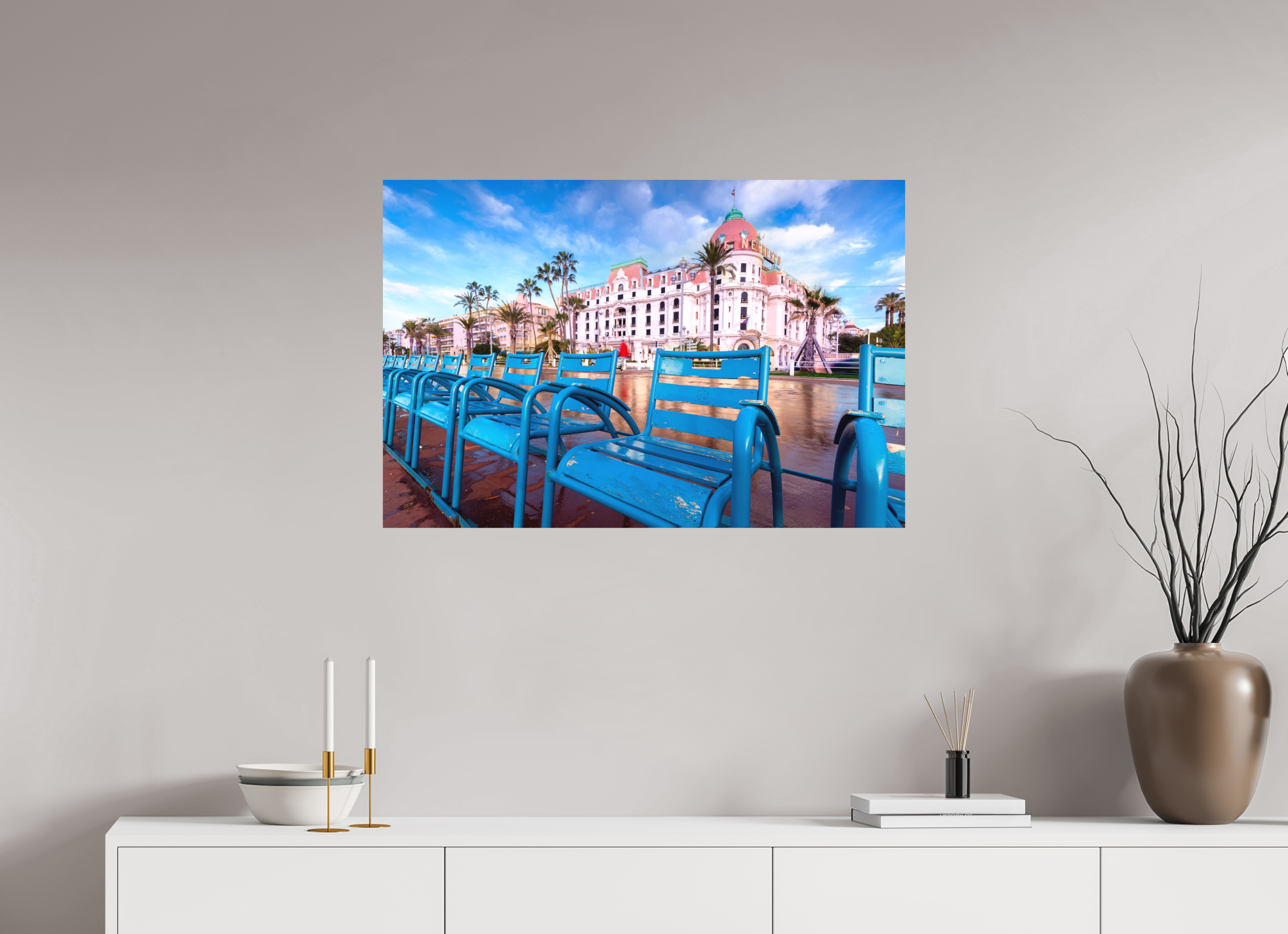 90 x 60 cm, Hahnemühle Photo Rag Bright White Chaises bleues et Negresco