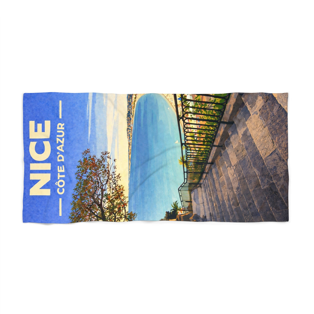Serviette de plage Nice Côte d’Azur – Imprimé Riviera vintage