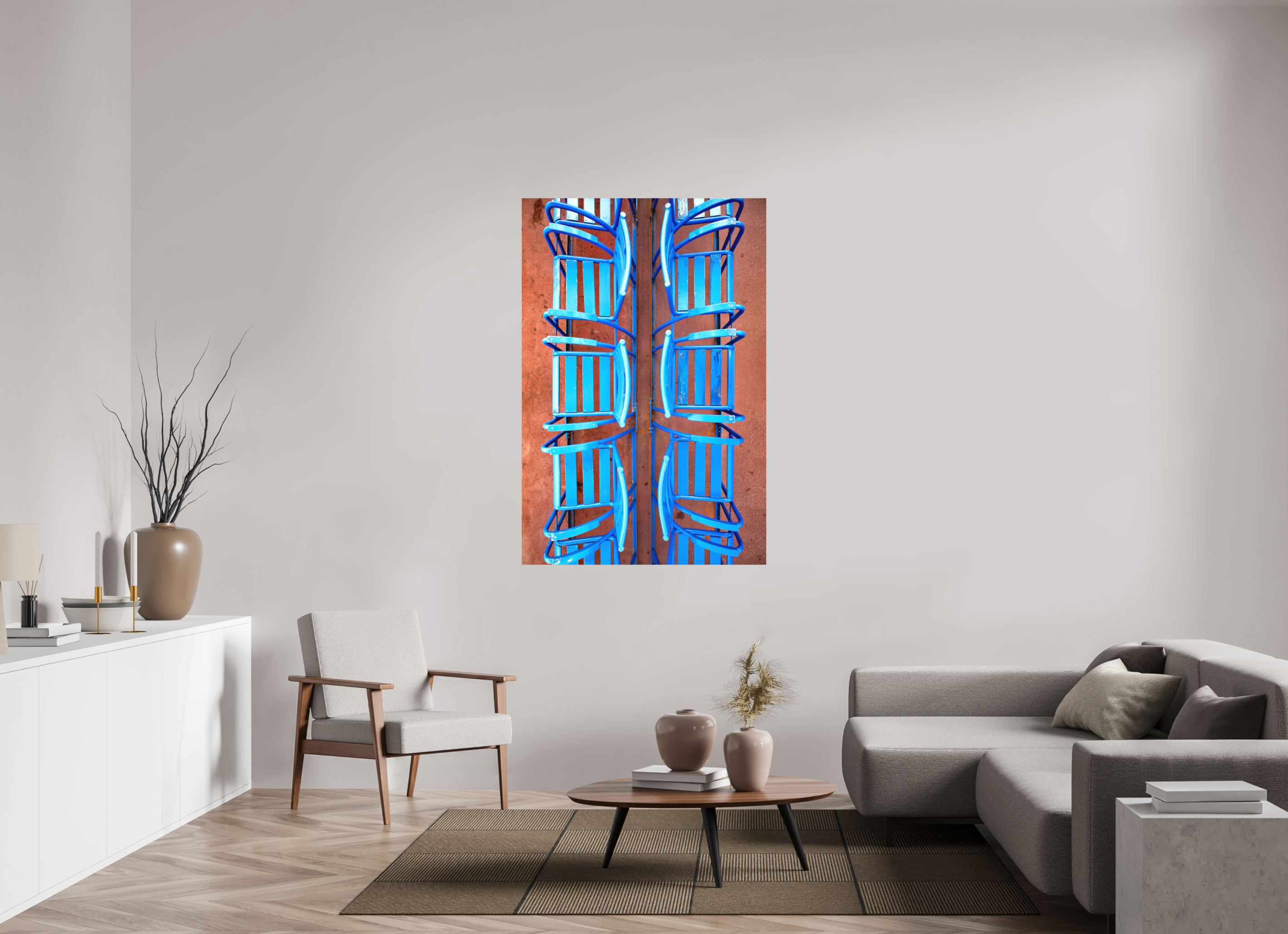 100 x 150 cm, Hahnemühle Photo Rag Bright White Chaises bleues