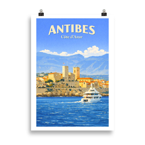 Affiche Antibes  illustrée Côte d’Azur poster