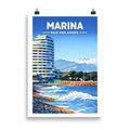 Affiche Marina  Baie des Anges Côte d'Azur mer neige vague