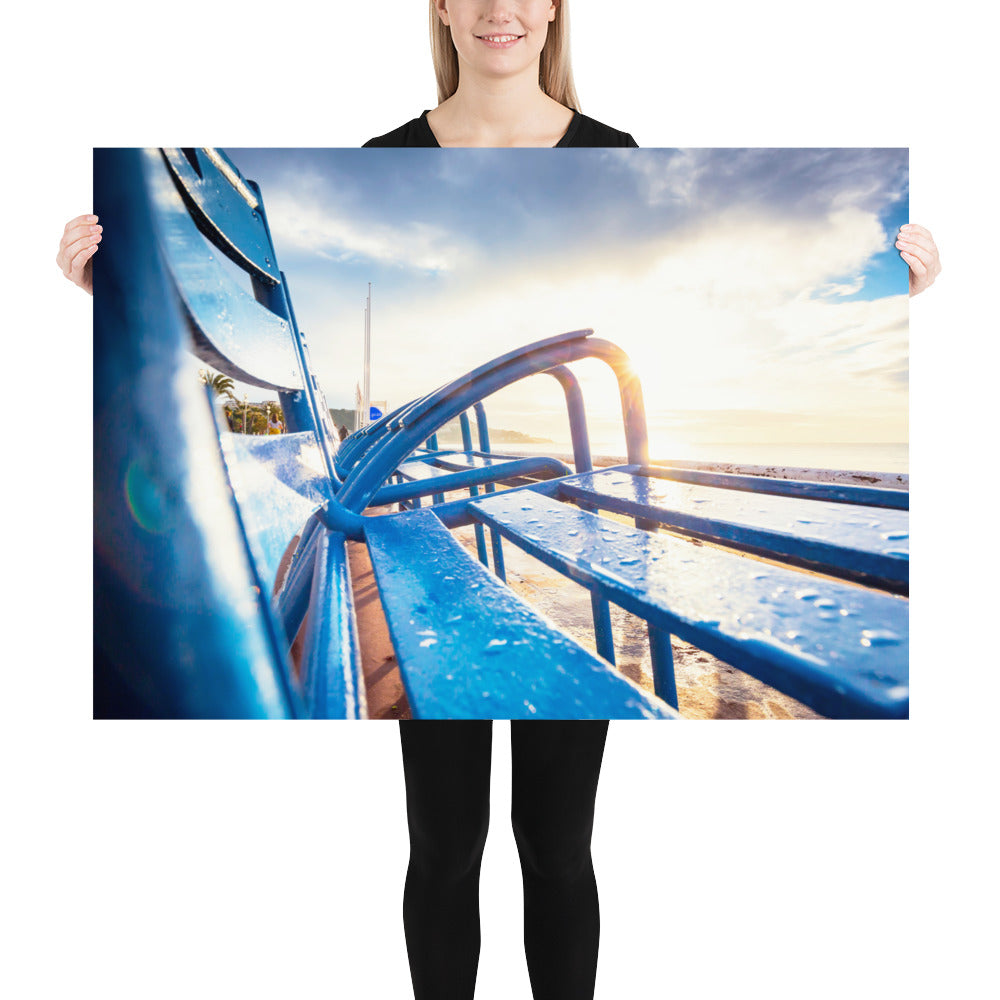 Affiche photo Nice – Chaises bleues de la Promenade des Anglais  Décoration murale Côte d’Azur