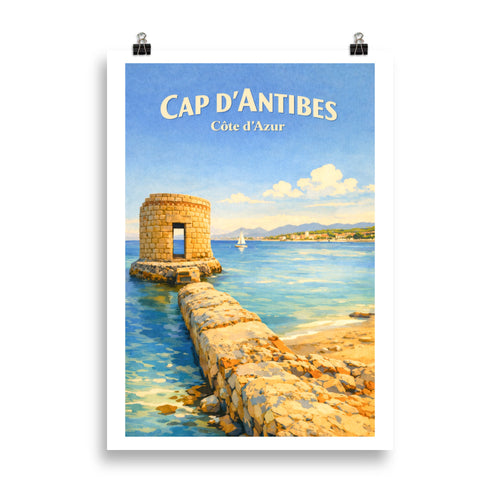 Cap d’Antibes  Affiche illustrée Côte d’Azur poster 
