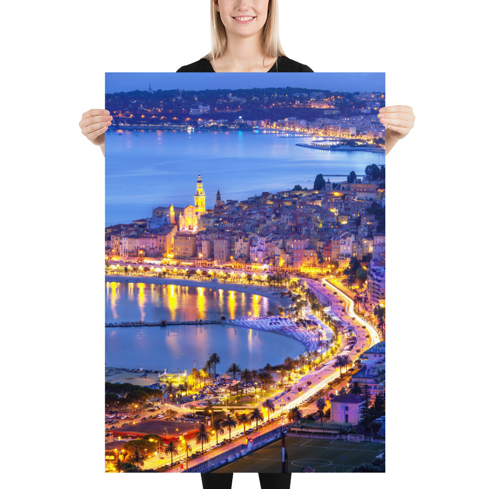 Menton illuminée – Affiche photo | Décoration murale Côte d’Azur