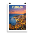 Monaco illuminée – Affiche illustrée 70x50cm | Décoration murale Côte d’Azur