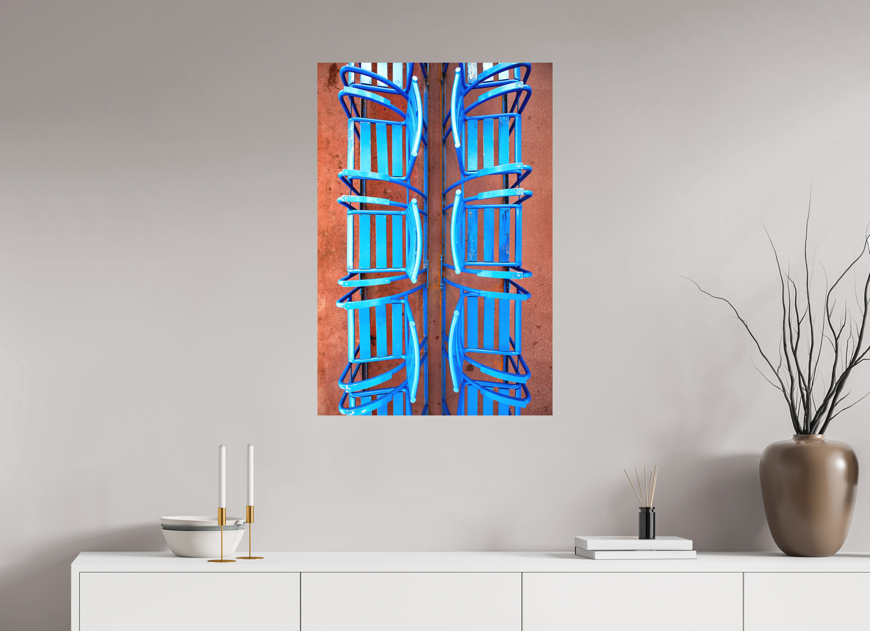 Tirage d’art Nice chaises bleues Promenade des Anglais Côte d’Azur 60 x 90 cm, Hahnemühle Photo Rag Bright White Chaises bleues