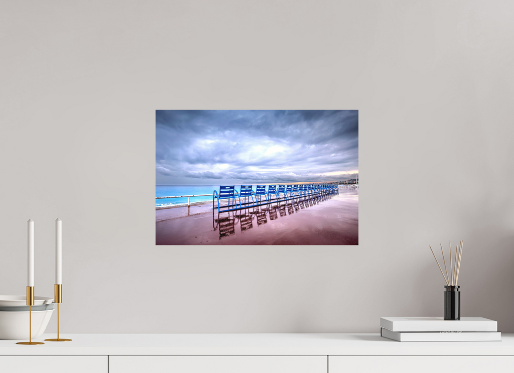 45 x 30 cm, h h Les chaises bleues Nice par mauvais temps