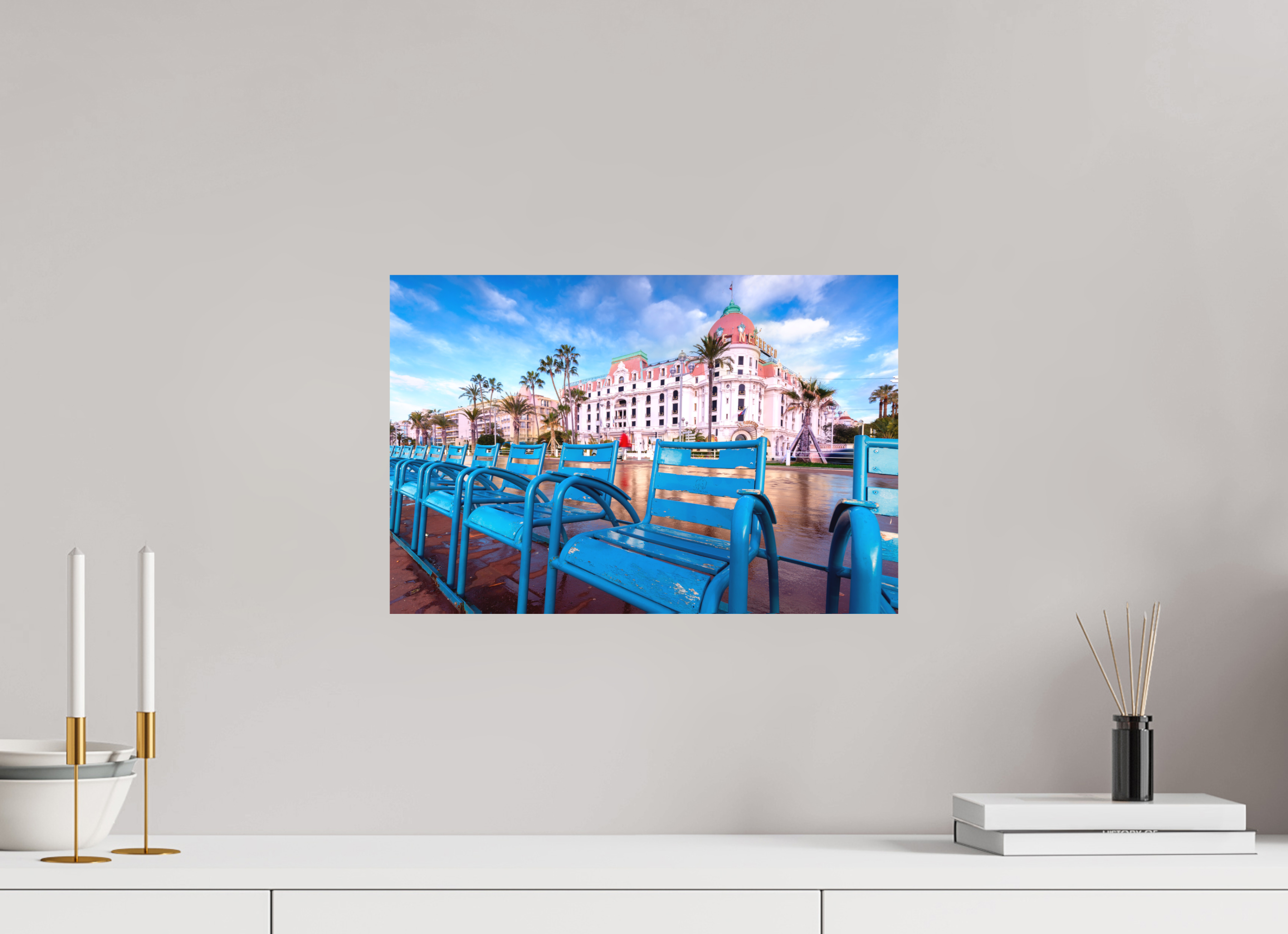 45 x 30 cm, Hahnemühle Photo Rag Bright White Chaises bleues et Negresco