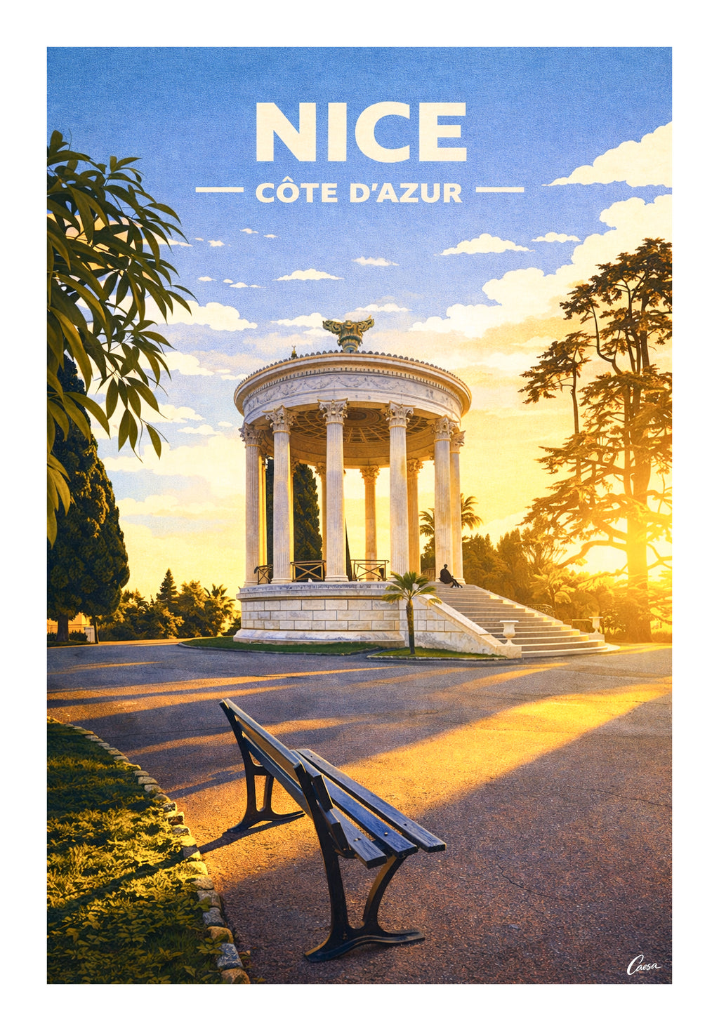 Affiche de Nice Temple de l'amour parc Chambrun Côte d'Azur 