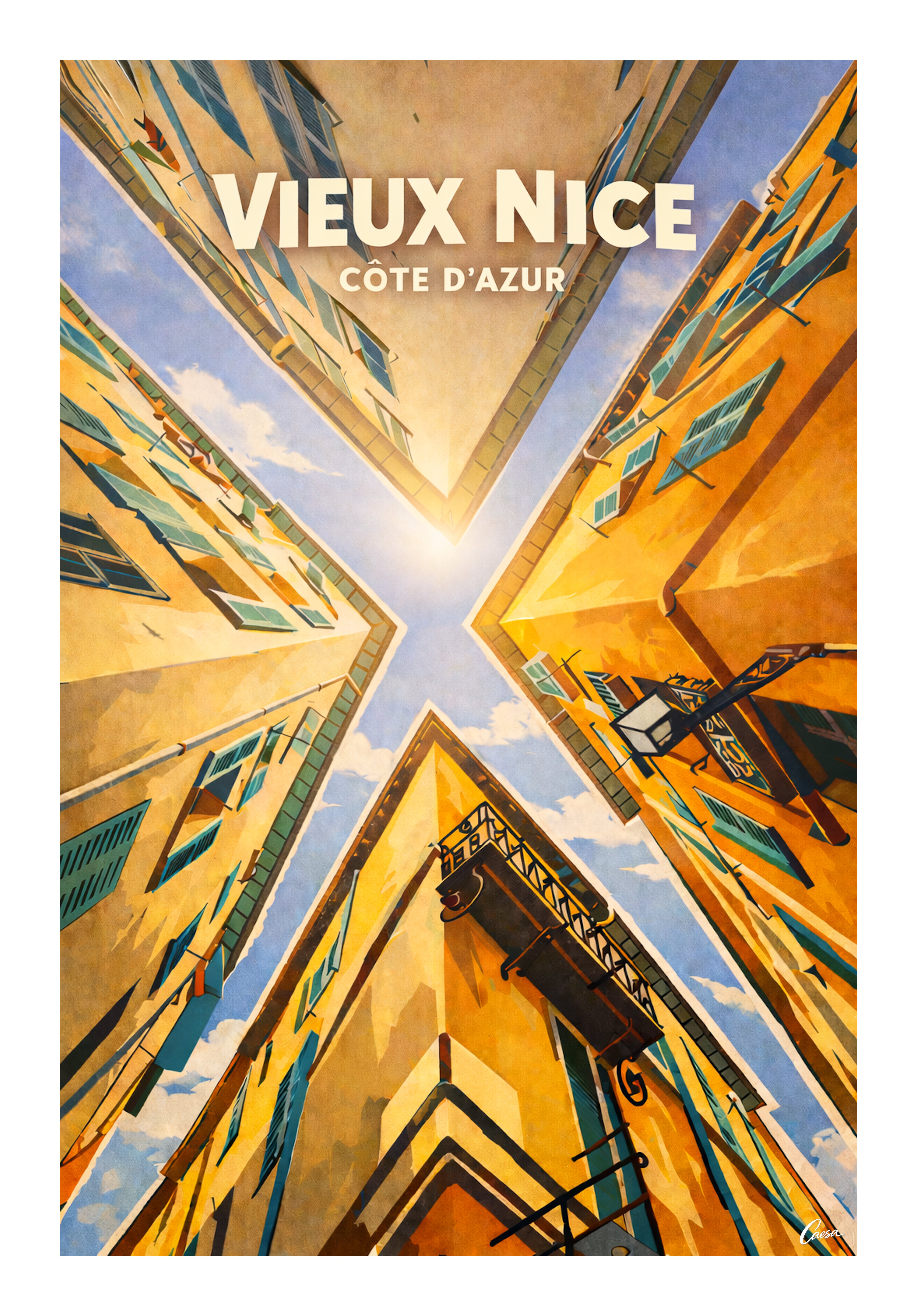 Affiche de Nice Vieux illustration 