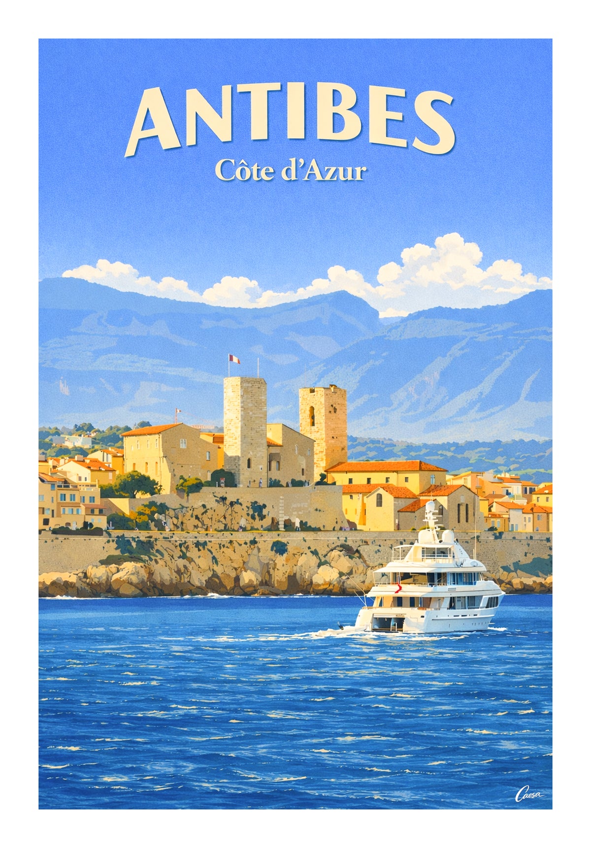 Poster 50x70cm D'affiche Vintage Antibes, Côte D'Azur, PostersAndCo, Neuf