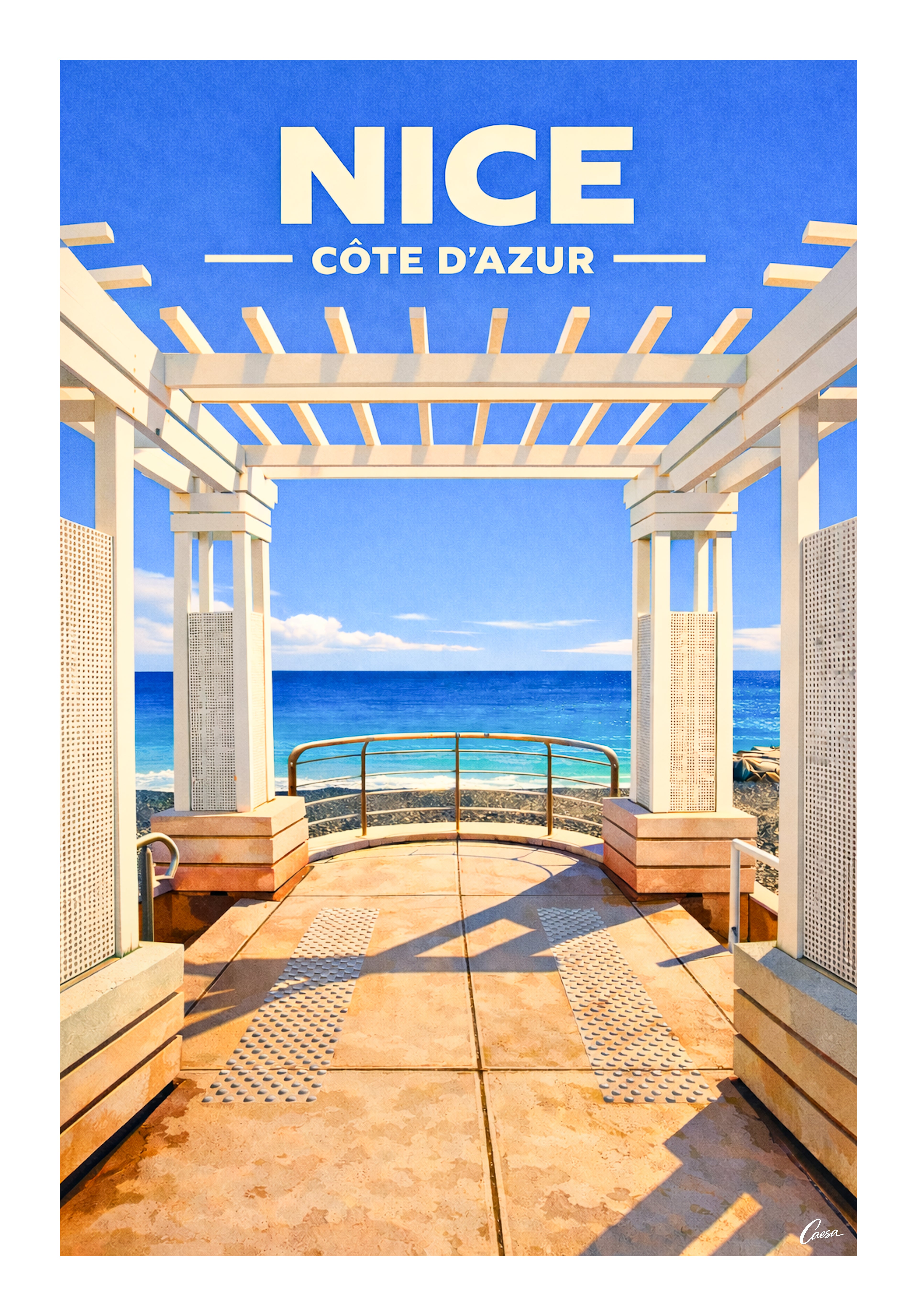Affiche de Nice Promenade des Anglais illustration Côte d'Azur 