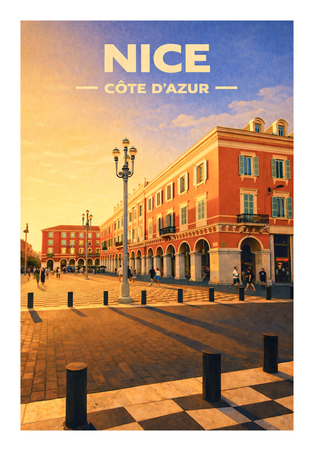 Nice Massena – Affiche illustrée 70x50cm | Décoration murale Côte d’Azur